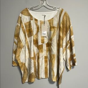 Poetry Abstract Yellow and White Cotton blouse Size 18